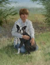 Portrait of Alec Jacquin and Dog